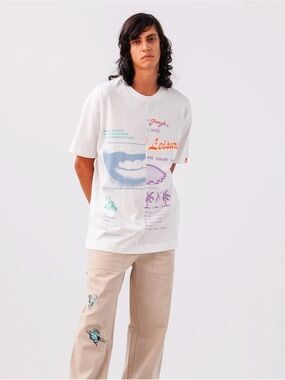 Jungles Endless Leisure Split Graphic Tee Crewneck White Size XL
